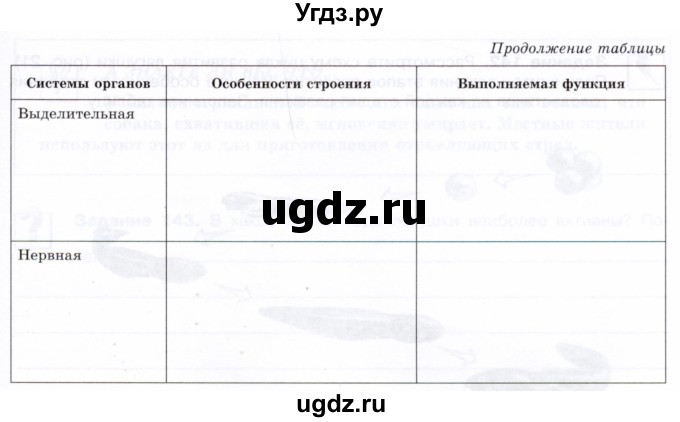 ГДЗ (Тетрадь) по биологии 7 класс (рабочая тетрадь Животные) Суматохин С.В. / задание / 140(продолжение 2)