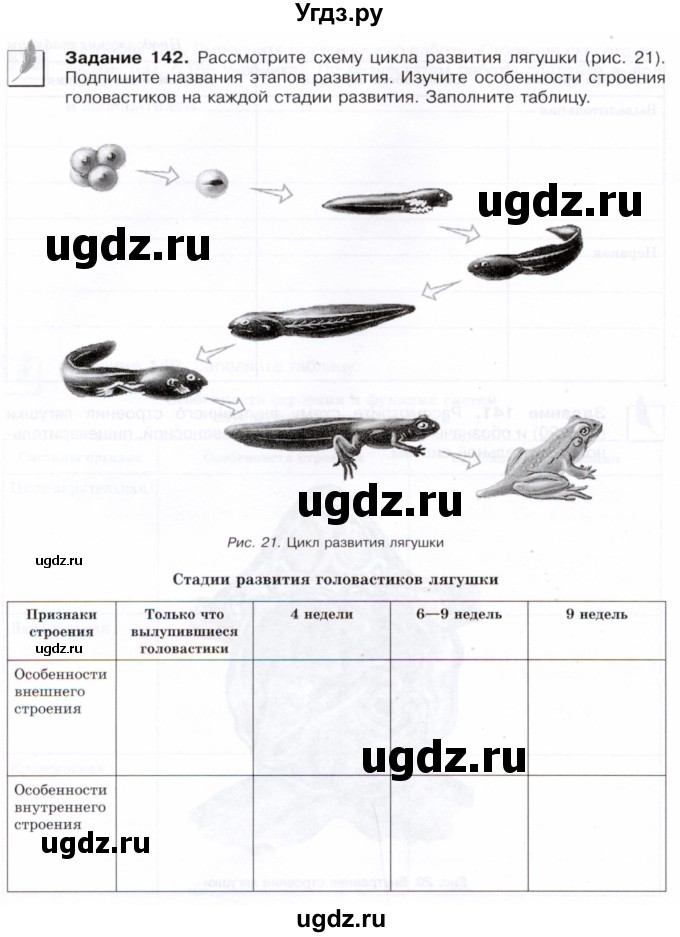 ГДЗ (Тетрадь) по биологии 7 класс (рабочая тетрадь Животные) Суматохин С.В. / задание / 142
