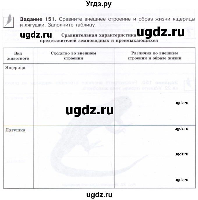 ГДЗ (Тетрадь) по биологии 7 класс (рабочая тетрадь Животные) Суматохин С.В. / задание / 151