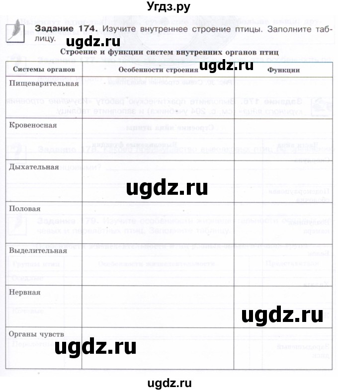 ГДЗ (Тетрадь) по биологии 7 класс (рабочая тетрадь Животные) Суматохин С.В. / задание / 174