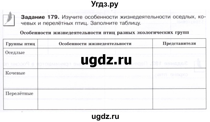 ГДЗ (Тетрадь) по биологии 7 класс (рабочая тетрадь Животные) Суматохин С.В. / задание / 179