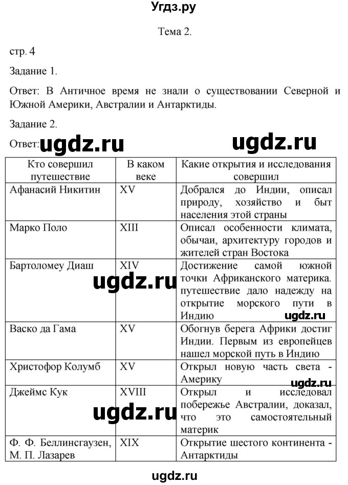 ГДЗ (Решебник) по географии 6 класс ( рабочая тетрадь с контурными картами) Баринова И.И. / страница / 4