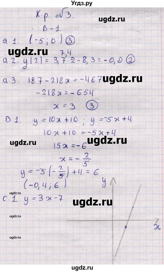 ГДЗ (Решебник) по алгебре 7 класс (самостоятельные и контрольные работы) Глазков Ю.А. / контролбные работы / КР-3 / Вариант 1