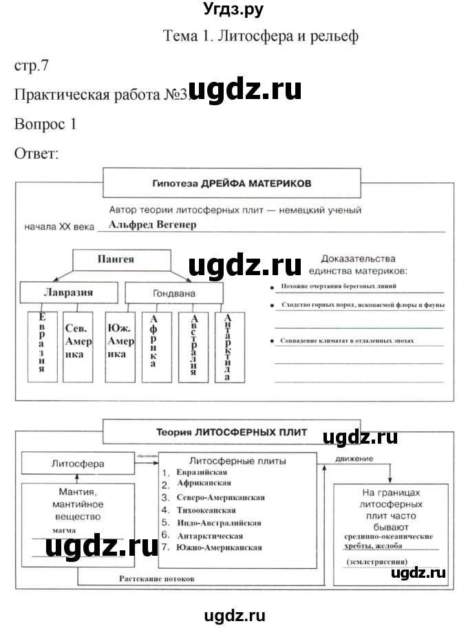 ГДЗ (Решебник) по географии 7 класс (рабочая тетрадь Материки и океаны) Баринова И.И. / страница / 7