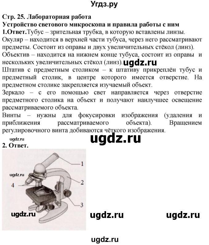 ГДЗ (Решебник) по биологии 5 класс (рабочая тетрадь) Пасечник В.В. / страница / 25