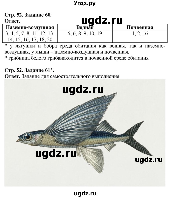 ГДЗ (Решебник) по биологии 5 класс (рабочая тетрадь) Пасечник В.В. / страница / 52