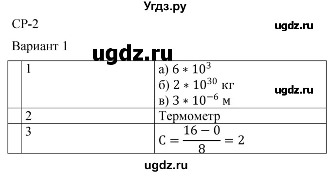 ГДЗ (Решебник) по физике 7 класс (контрольные и самостоятельные работы) О. И. Громцева / самостоятельная работа / работа 2 (вариант) / 1