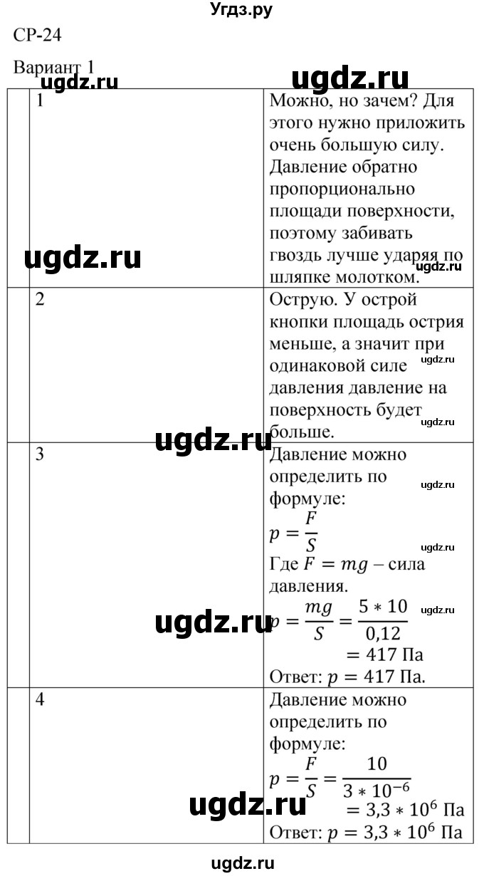 ГДЗ (Решебник) по физике 7 класс (контрольные и самостоятельные работы) О. И. Громцева / самостоятельная работа / работа 24 (вариант) / 1