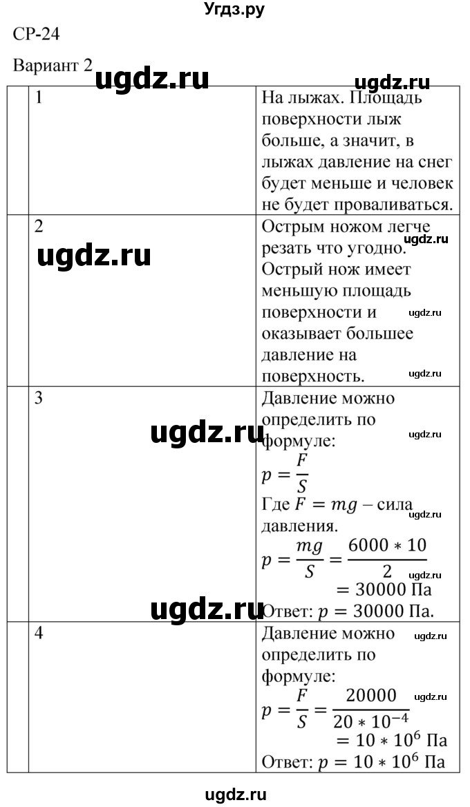 ГДЗ (Решебник) по физике 7 класс (контрольные и самостоятельные работы) О. И. Громцева / самостоятельная работа / работа 24 (вариант) / 2