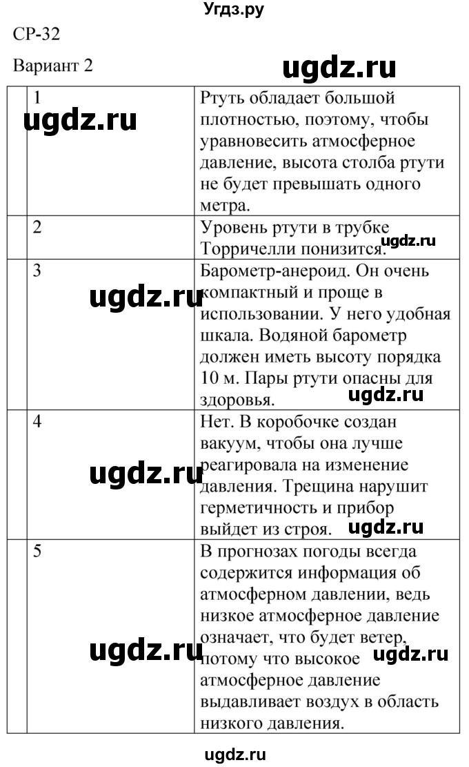 ГДЗ (Решебник) по физике 7 класс (контрольные и самостоятельные работы) О. И. Громцева / самостоятельная работа / работа 32 (вариант) / 2