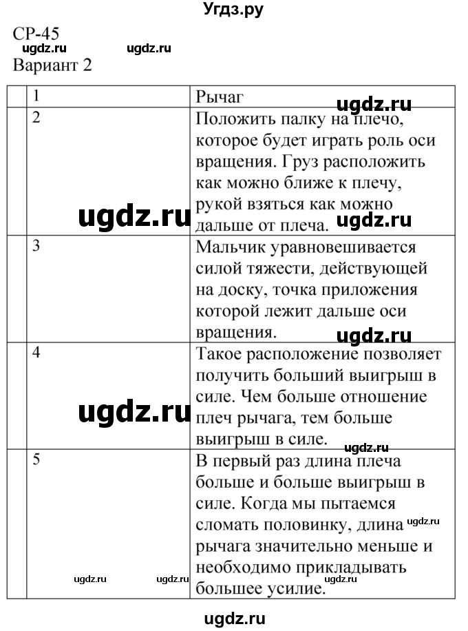 ГДЗ (Решебник) по физике 7 класс (контрольные и самостоятельные работы) О. И. Громцева / самостоятельная работа / работа 45 (вариант) / 2