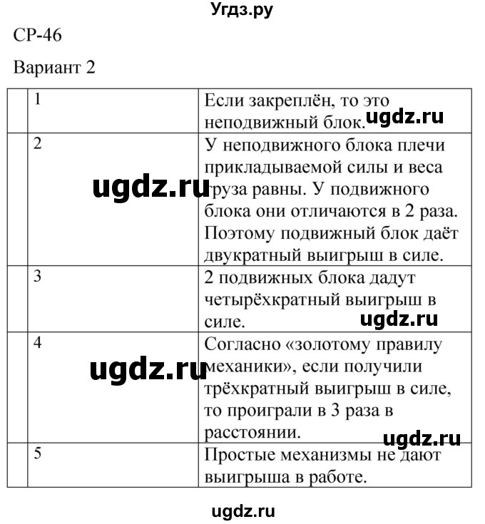 ГДЗ (Решебник) по физике 7 класс (контрольные и самостоятельные работы) О. И. Громцева / самостоятельная работа / работа 46 (вариант) / 2