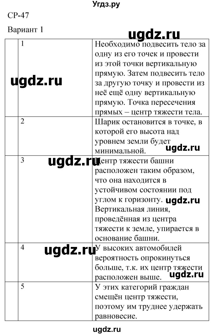 ГДЗ (Решебник) по физике 7 класс (контрольные и самостоятельные работы) О. И. Громцева / самостоятельная работа / работа 47 (вариант) / 1