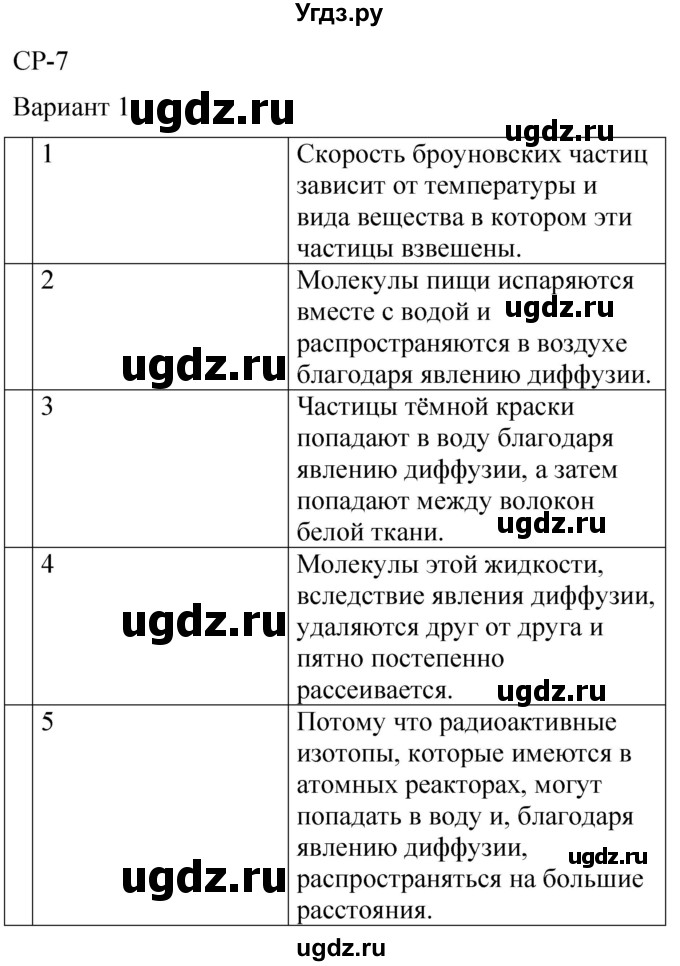 ГДЗ (Решебник) по физике 7 класс (контрольные и самостоятельные работы) О. И. Громцева / самостоятельная работа / работа 7 (вариант) / 1