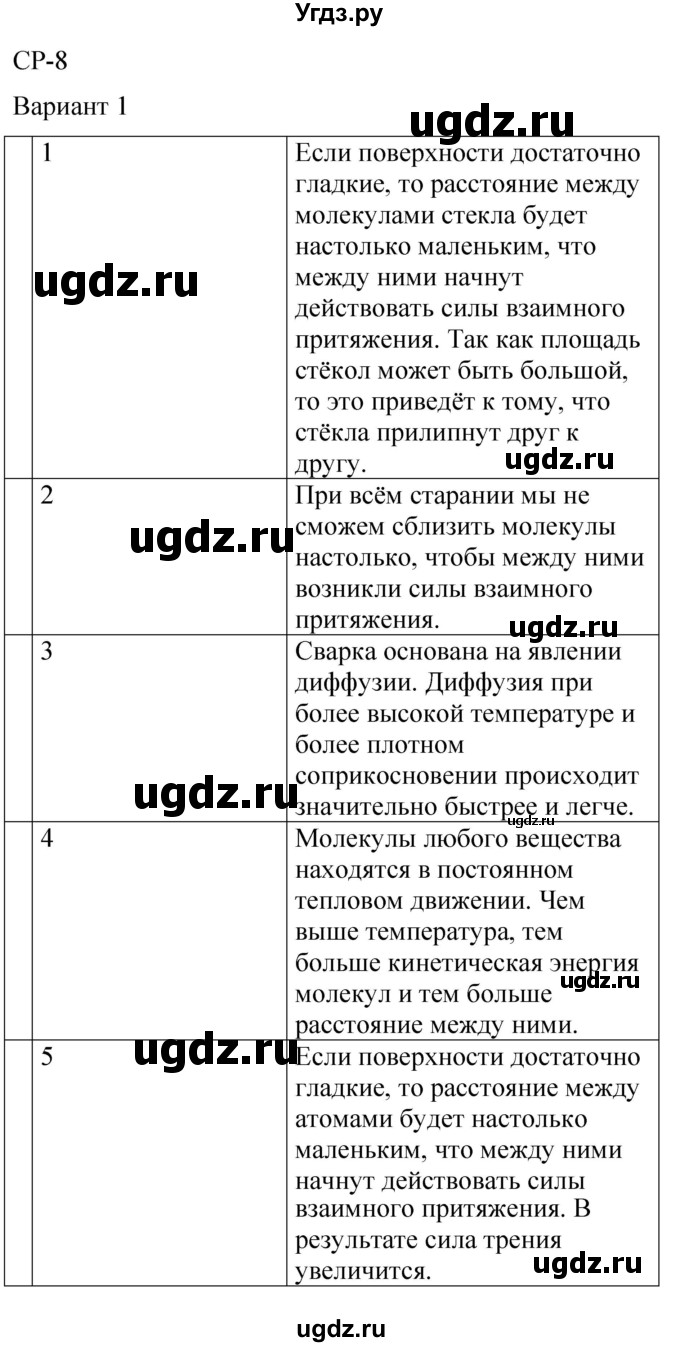 ГДЗ (Решебник) по физике 7 класс (контрольные и самостоятельные работы) О. И. Громцева / самостоятельная работа / работа 8 (вариант) / 1