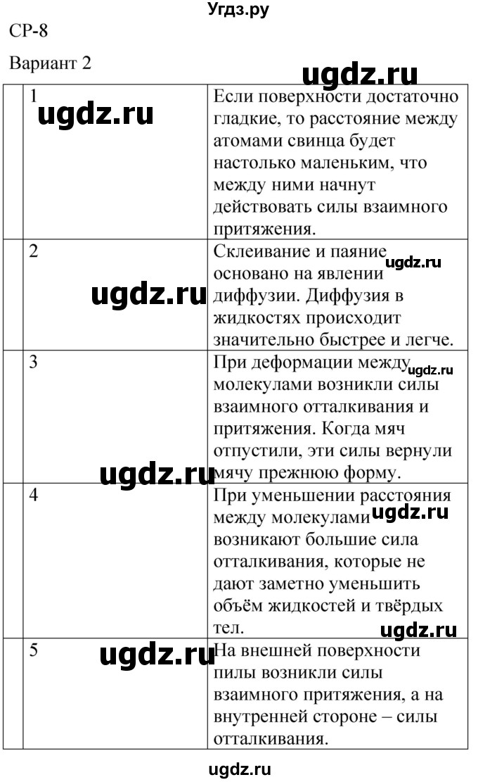 ГДЗ (Решебник) по физике 7 класс (контрольные и самостоятельные работы) О. И. Громцева / самостоятельная работа / работа 8 (вариант) / 2