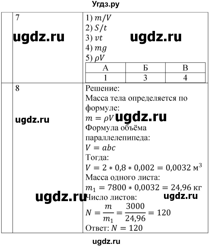 ГДЗ (Решебник) по физике 7 класс (контрольные и самостоятельные работы) О. И. Громцева / контрольная работа / работа 2 (вариант) / 2(продолжение 2)