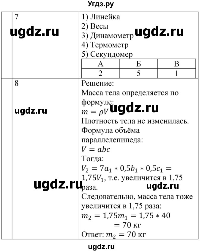 ГДЗ (Решебник) по физике 7 класс (контрольные и самостоятельные работы) О. И. Громцева / контрольная работа / работа 2 (вариант) / 3(продолжение 2)