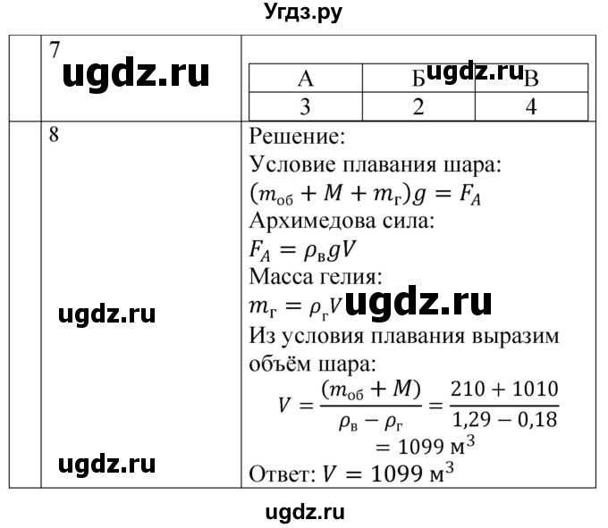 ГДЗ (Решебник) по физике 7 класс (контрольные и самостоятельные работы) О. И. Громцева / контрольная работа / работа 3 (вариант) / 4(продолжение 2)