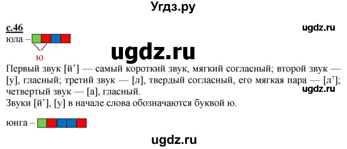 ГДЗ (Решебник) по русскому языку 1 класс (букварь) Журова Л.Е. / часть 1. страница / 46