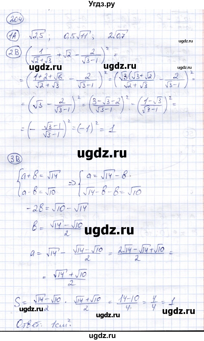 ГДЗ (Решебник) по алгебре 8 класс Солтан Г.Н. / упражнение / 204