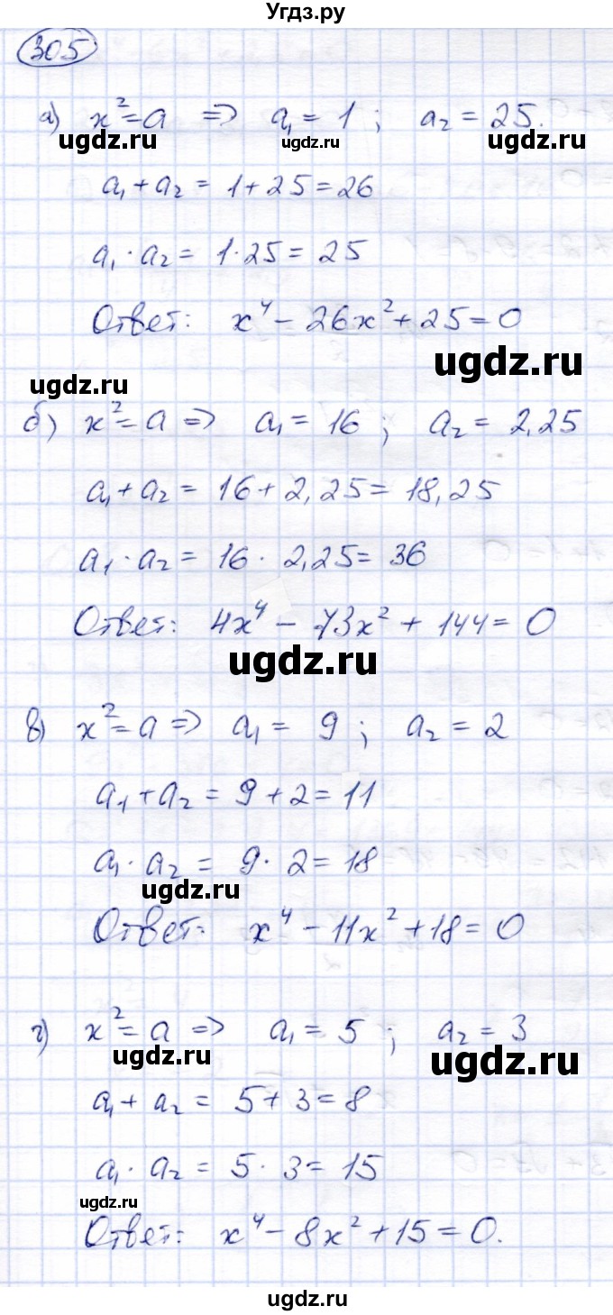 ГДЗ (Решебник) по алгебре 8 класс Солтан Г.Н. / упражнение / 305