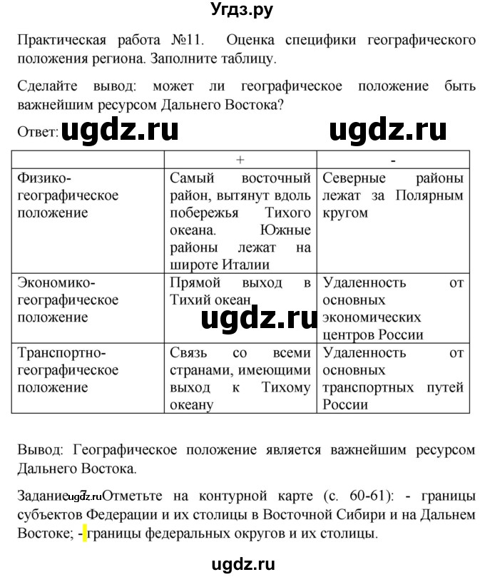 ГДЗ (Решебник) по географии 9 класс (рабочая тетрадь) Баринова И.И. / страница / 62(продолжение 2)