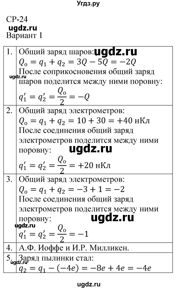 ГДЗ (Решебник) по физике 8 класс (контрольные и самостоятельные работы) Громцева О.И. / самостоятельные работы / СР-24 / Вариант 1