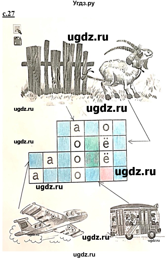 ГДЗ (Решебник) по русскому языку 1 класс (рабочая тетрадь Я учусь писать и читать) Кузнецова М.И. / страница / 27