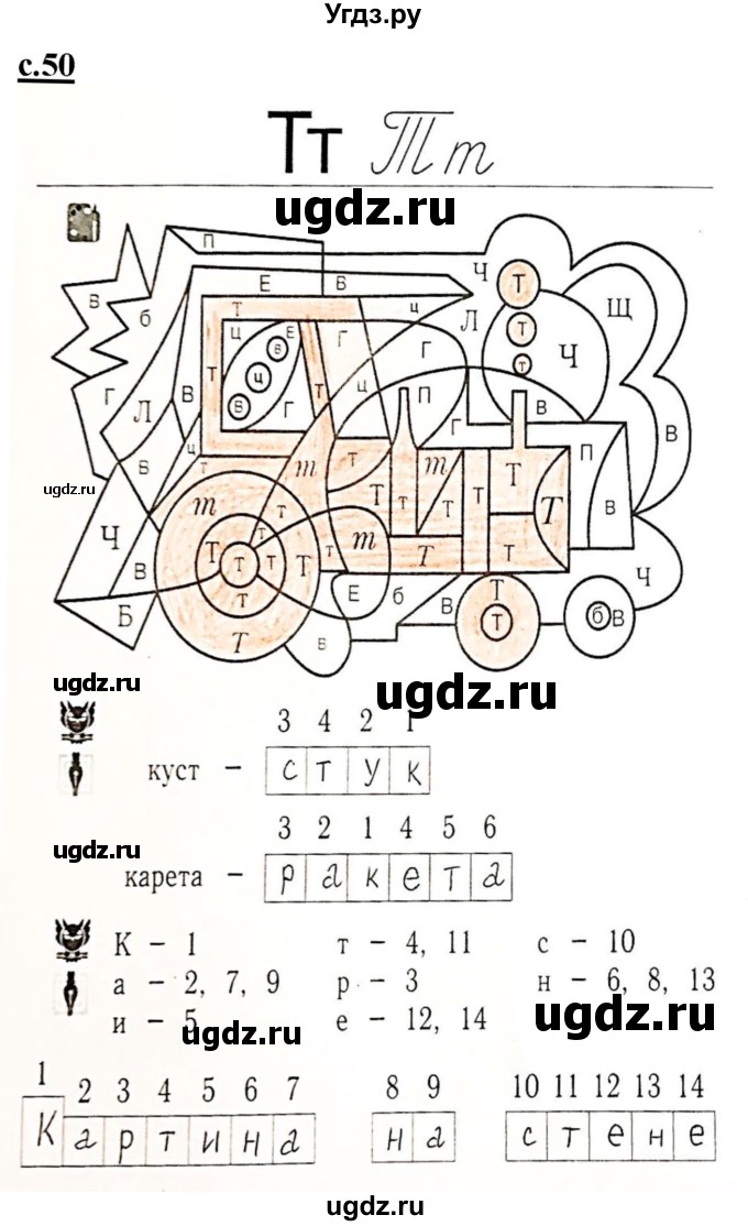 ГДЗ (Решебник) по русскому языку 1 класс (рабочая тетрадь Я учусь писать и читать) Кузнецова М.И. / страница / 50