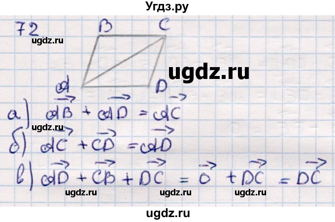 ГДЗ (Решебник) по геометрии 10 класс Смирнов В.А. / повторение курса 7—9 классов / 72