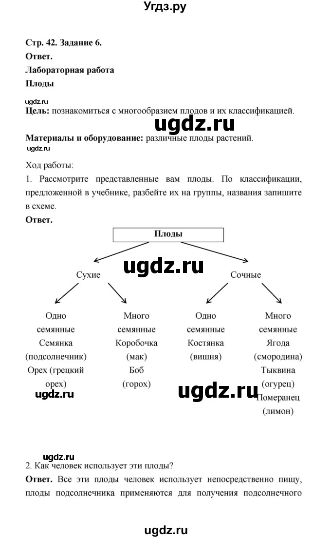 ГДЗ (Решебник) по биологии 6 класс (рабочая тетрадь) В.И. Сивоглазов / страница / 42