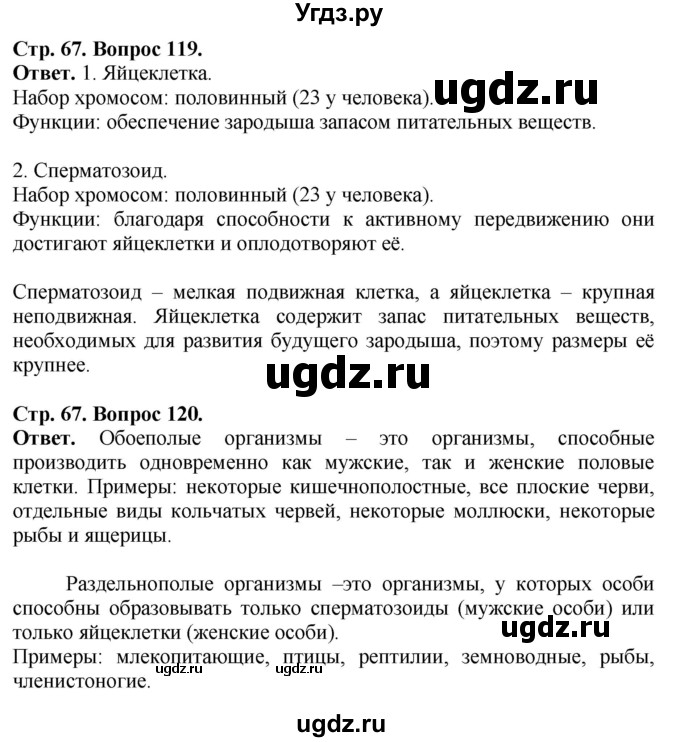 ГДЗ (Решебник) по биологии 6 класс (рабочая тетрадь) Сонин Н.И. / страница / 67