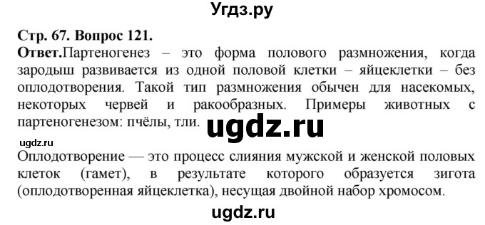 ГДЗ (Решебник) по биологии 6 класс (рабочая тетрадь) Сонин Н.И. / страница / 67(продолжение 2)