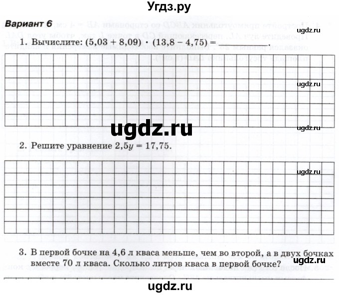 ГДЗ (Учебник) по математике 5 класс (тетрадь для контрольных работ) И.И. Зубарева / итоговая работа. вариант / 6