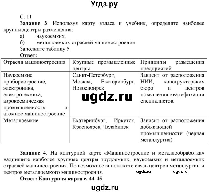 ГДЗ (Решебник) по географии 9 класс (рабочая тетрадь с комплектом контурных карт и заданиями для подготовки к ОГЭ и ЕГЭ) Сиротин В.И. / страница / 11