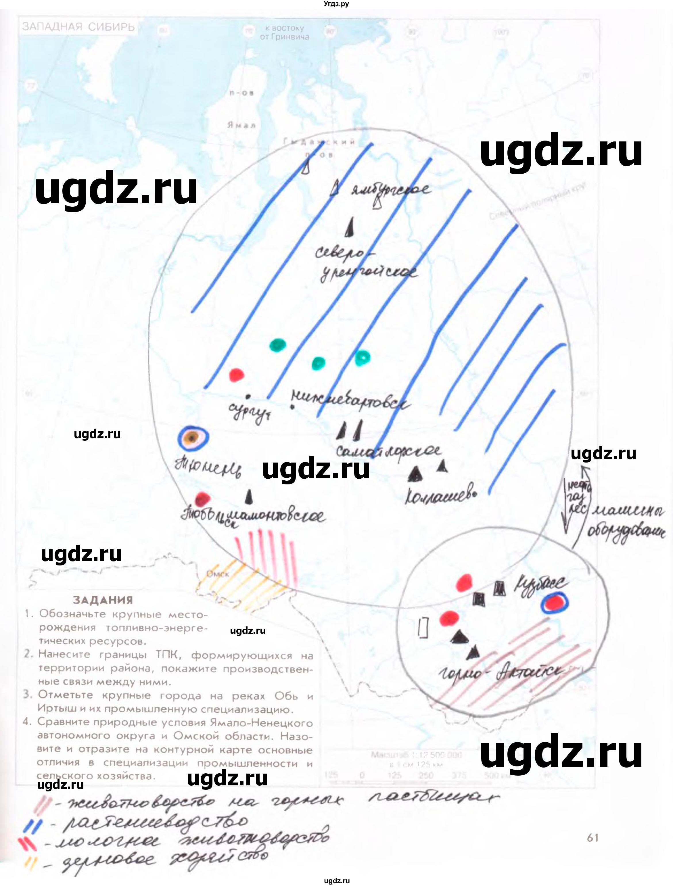 ГДЗ (Решебник) по географии 9 класс (рабочая тетрадь с комплектом контурных карт и заданиями для подготовки к ОГЭ и ЕГЭ) Сиротин В.И. / страница / 61