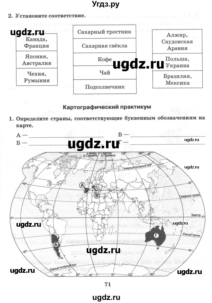 ГДЗ (Учебник) по географии 10 класс (рабочая тетрадь) Домогацких Е.М. / часть 2. страница / 71