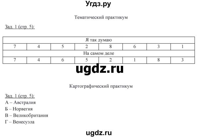 ГДЗ (Решебник) по географии 10 класс (рабочая тетрадь) Домогацких Е.М. / часть 2. страница / 5