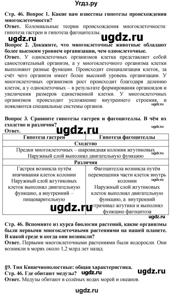 ГДЗ (Решебник) по биологии 8 класс Шереметьева А.М. / часть 1. страница / 46