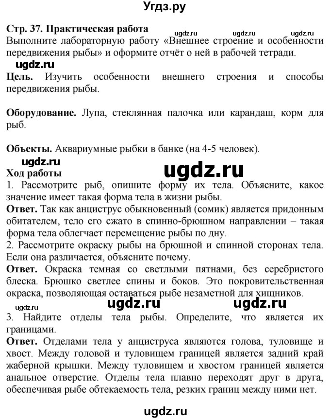 ГДЗ (Решебник) по биологии 8 класс Шереметьева А.М. / часть 2. страница / 37