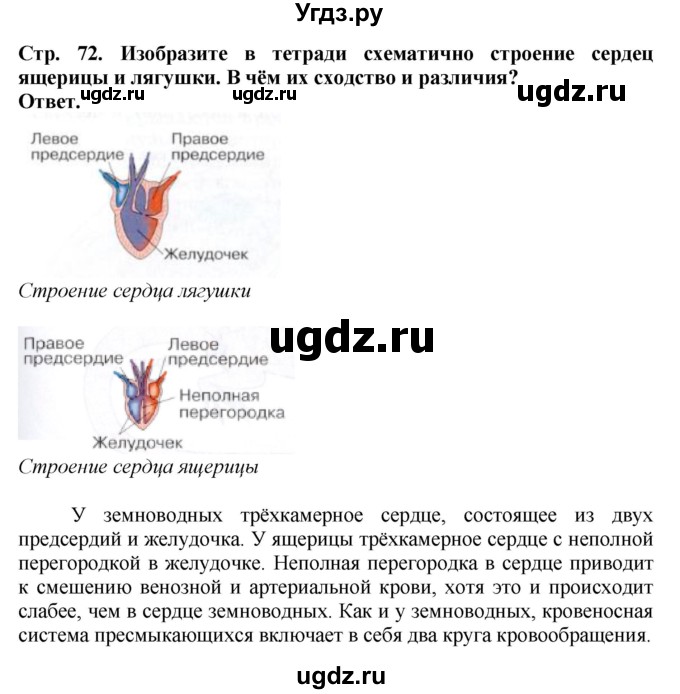 ГДЗ (Решебник) по биологии 8 класс Шереметьева А.М. / часть 2. страница / 72