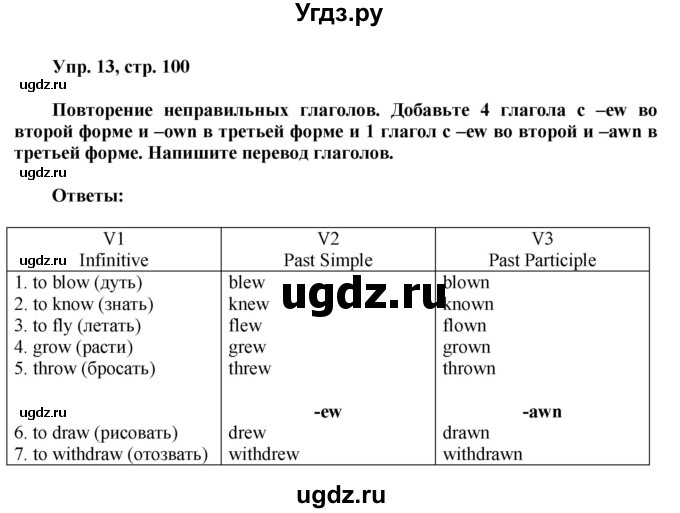 ГДЗ (Решебник) по английскому языку 8 класс (грамматический тренажёр) Тимофеева С.Л. / страница / 100(продолжение 2)