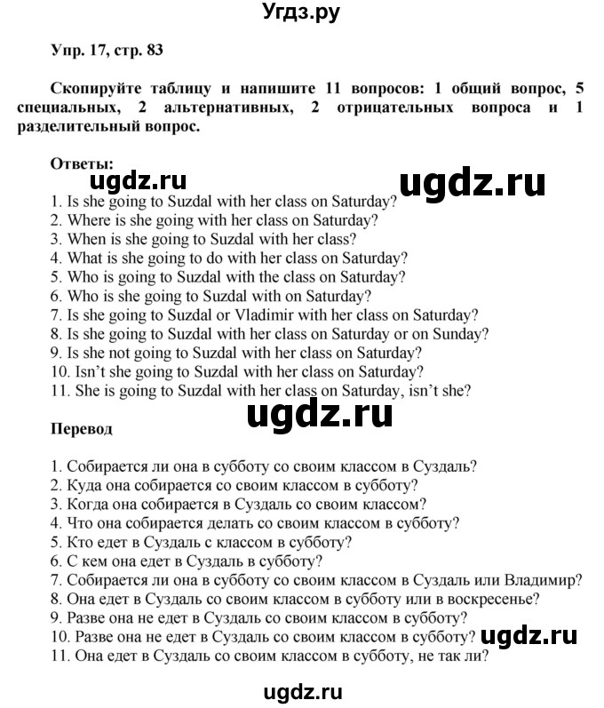 ГДЗ (Решебник) по английскому языку 8 класс (грамматический тренажёр) Тимофеева С.Л. / страница / 83