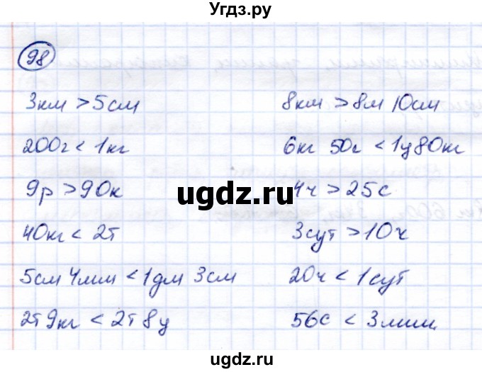 ГДЗ (Решебник) по математике 7 класс (рабочая тетрадь) Алышева Т.В. / упражнение / 98
