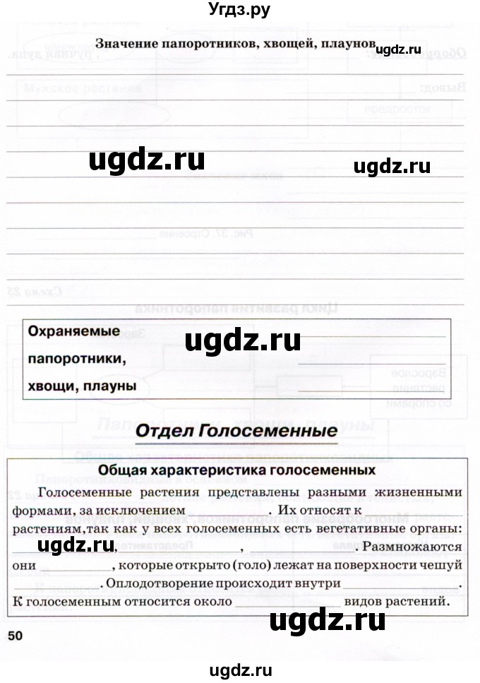 ГДЗ (Тетрадь) по биологии 6 класс (рабочая тетрадь) Бодрова Н.Ф. / страница / 50