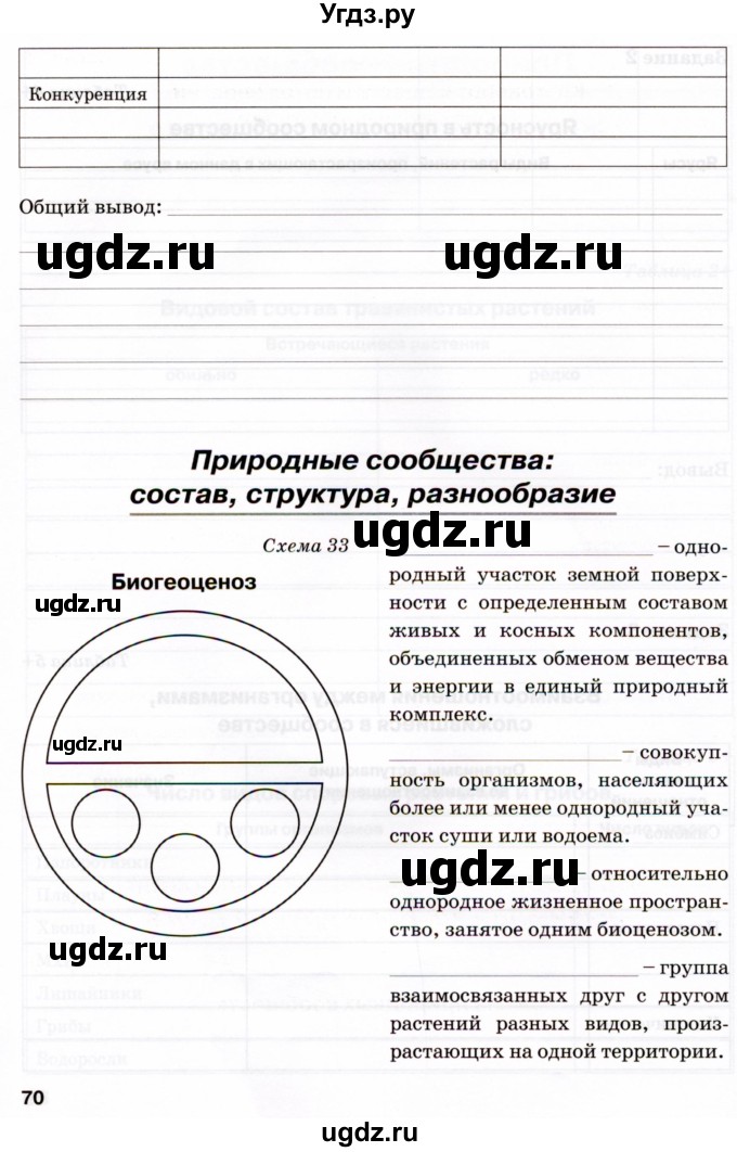 ГДЗ (Тетрадь) по биологии 6 класс (рабочая тетрадь) Бодрова Н.Ф. / страница / 70