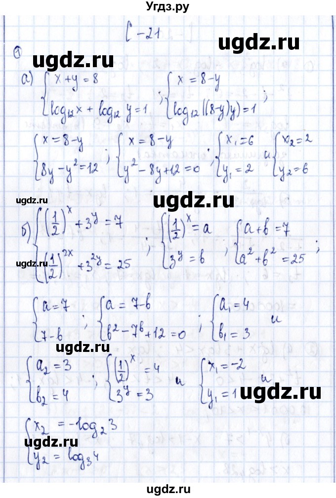 ГДЗ (Решебник) по алгебре 11 класс (дидактические материалы) Ивлев Б.М. / самостоятельная работа / вариант 1 / 21