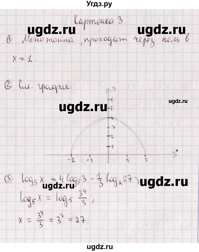 ГДЗ (Решебник) по алгебре 11 класс (дидактические материалы) Ивлев Б.М. / карточка-задания для проведения зачёта / зачёт 3 / 3