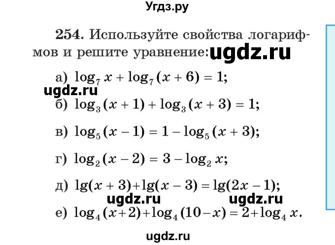 ГДЗ (Учебник) по алгебре 11 класс Арефьева И.Г. / итоговое повторение / 254